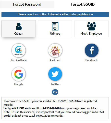 Initiate Forgot SSO ID Process as a Citizen